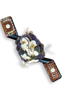 Artisanal Black Tray with Flower 1.8Kg